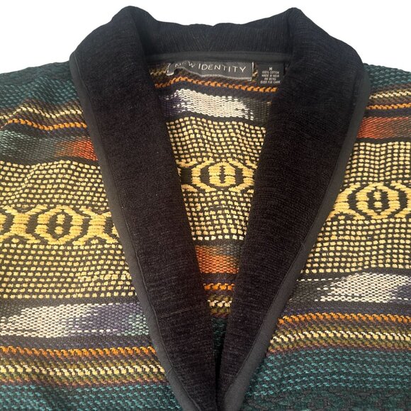 New Identity Southwest Tapestry Blazer Women Cropped Shawl Collar Western Cotton - Picture 3 of 16